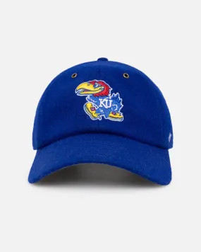 47 Brand Kansas Jayhawks Wooly Clean Up Strapback Royal