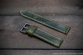 Badalassi Carlo Wax leather watch strap. Green color. Handmade in Finland.