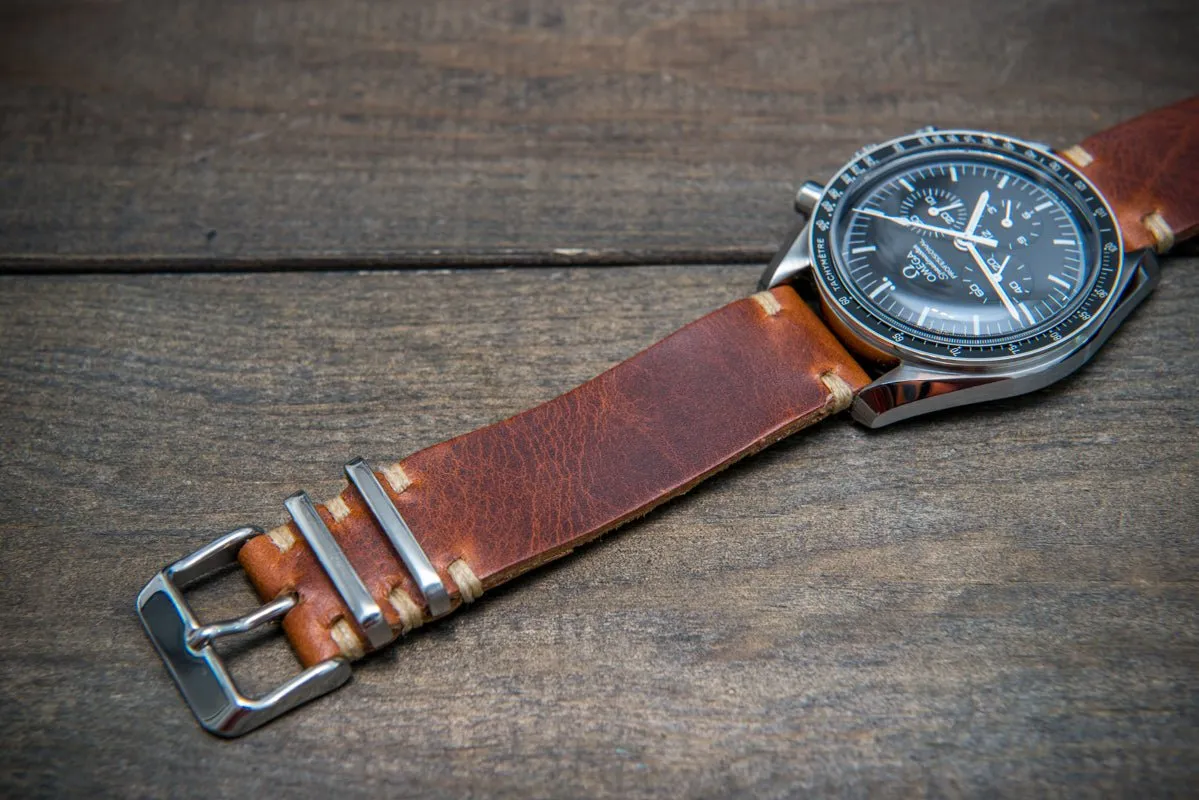 Badalassi Congac Wax  leather watch strap. Hand-made to order in Finland.