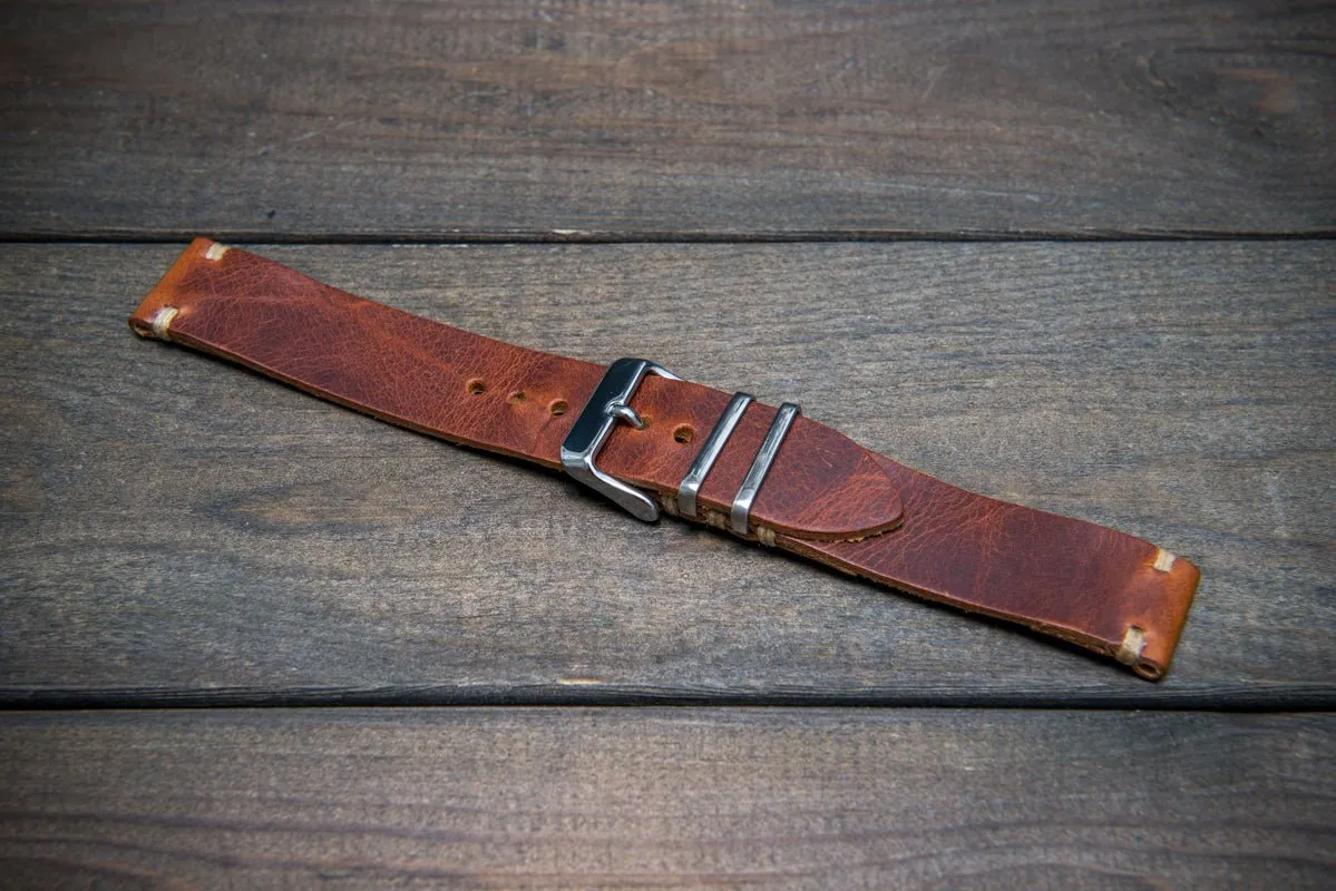 Badalassi Congac Wax  leather watch strap. Hand-made to order in Finland.