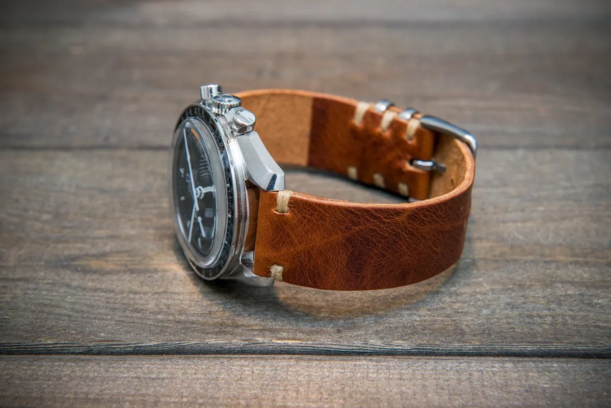 Badalassi Congac Wax  leather watch strap. Hand-made to order in Finland.