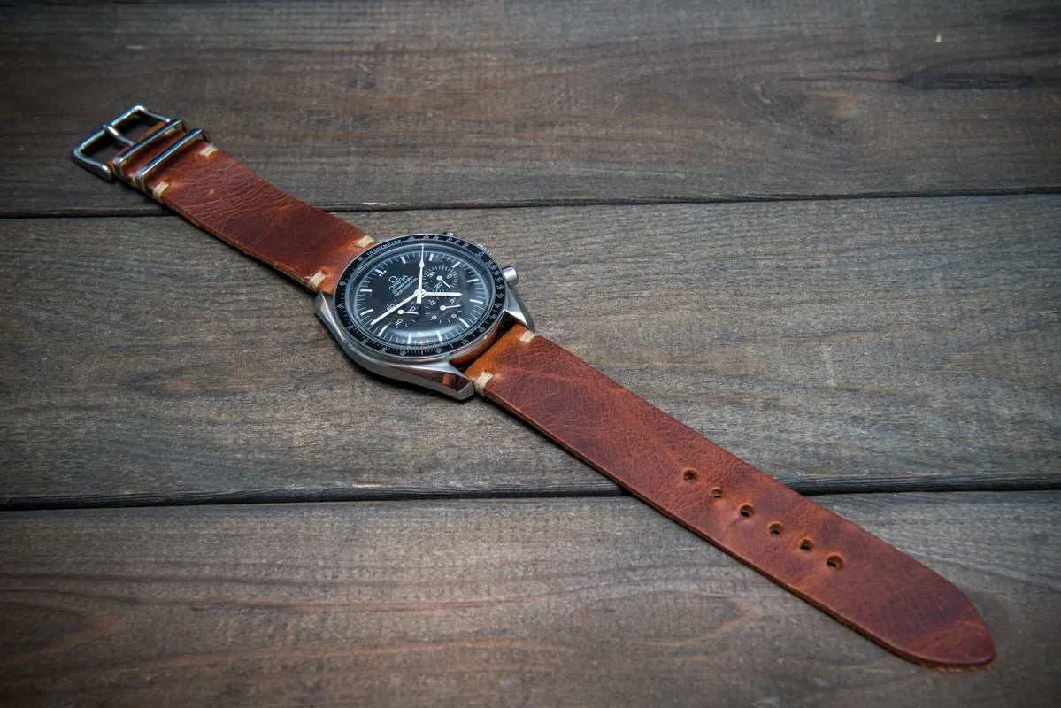 Badalassi Congac Wax  leather watch strap. Hand-made to order in Finland.