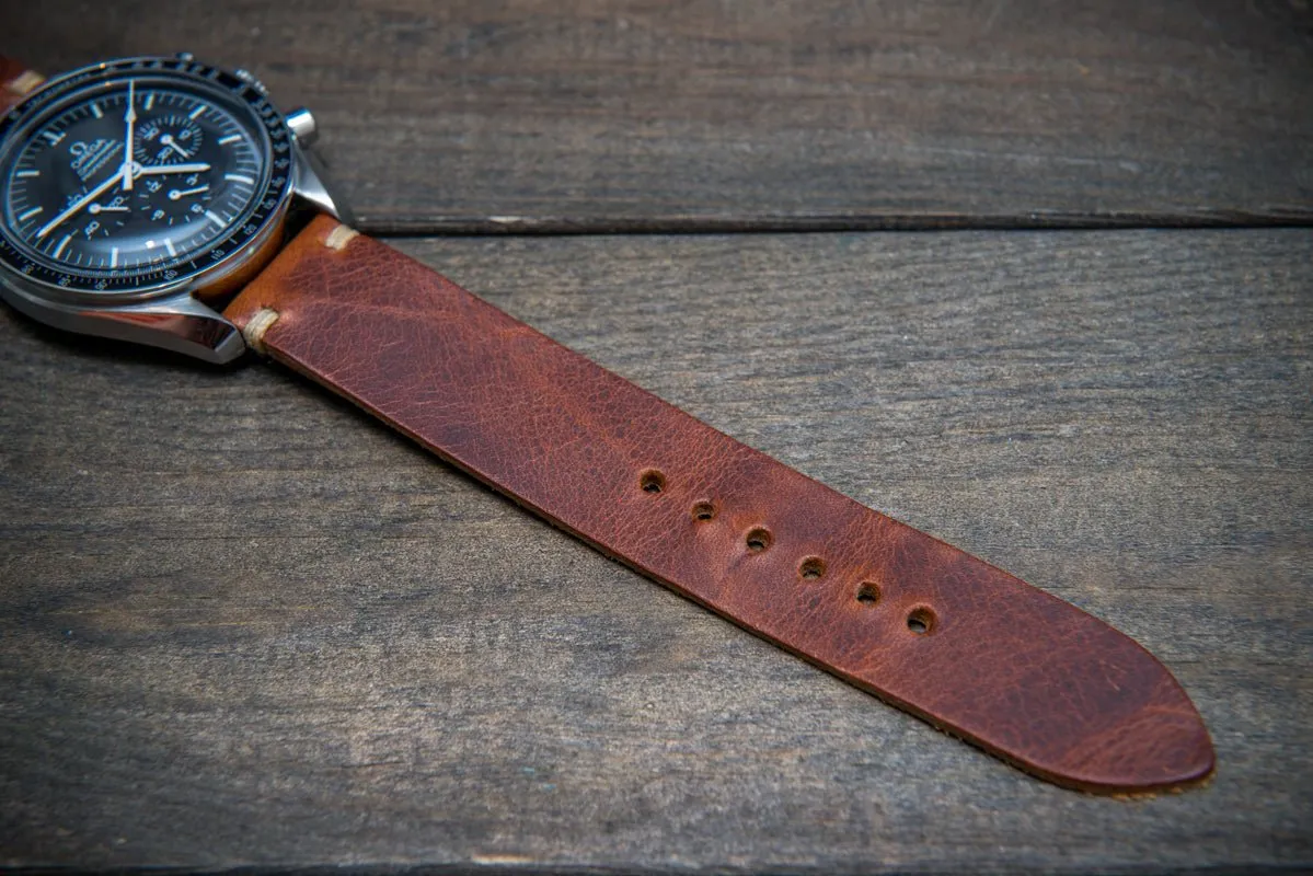 Badalassi Congac Wax  leather watch strap. Hand-made to order in Finland.