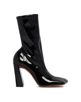 Black Latex Marine Ankle Boots