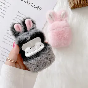 Cute Fluffy Rabbit Ears Case Cover For Apple Airpods