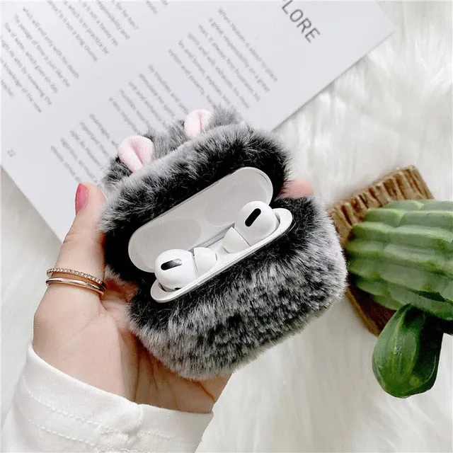 Cute Fluffy Rabbit Ears Case Cover For Apple Airpods