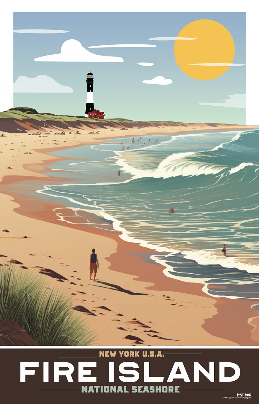 Fire Island Dunes and Lighthouse Illustration