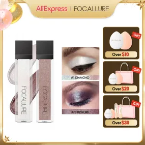 FOCALLURE 14 Colors Diamond Liquid Eyeshadow Waterproof Long-lasting Shiny Glitter Eyeliner Pearlescent Eye Shadow Cosmetics