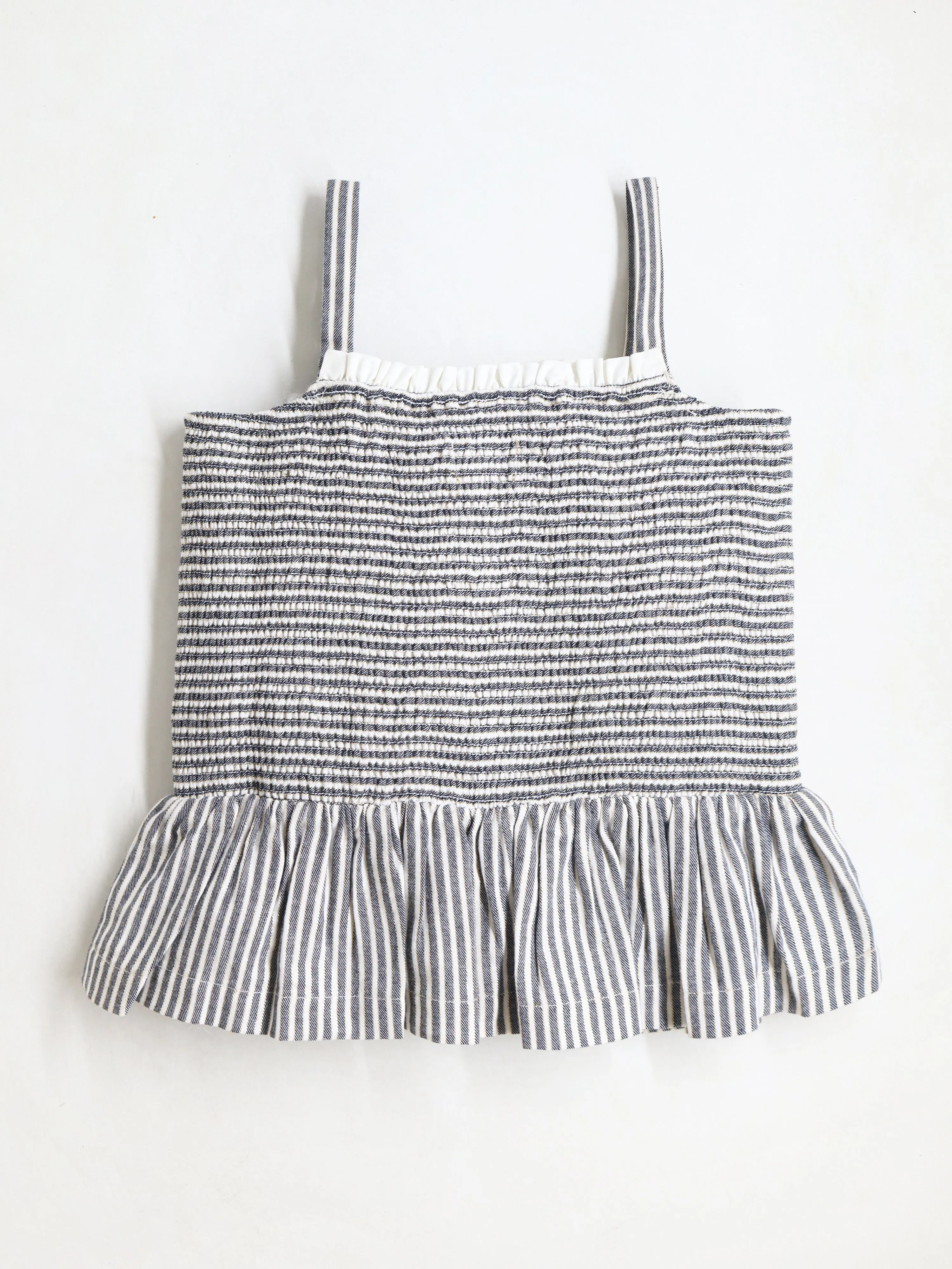 Girls Off White & Grey Square Neck Top