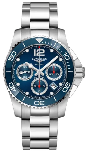 Longines HydroConquest Automatic Chronograph Stainless Steel Blue Dial Date Divers Mens Watch L3.783.4.96.6