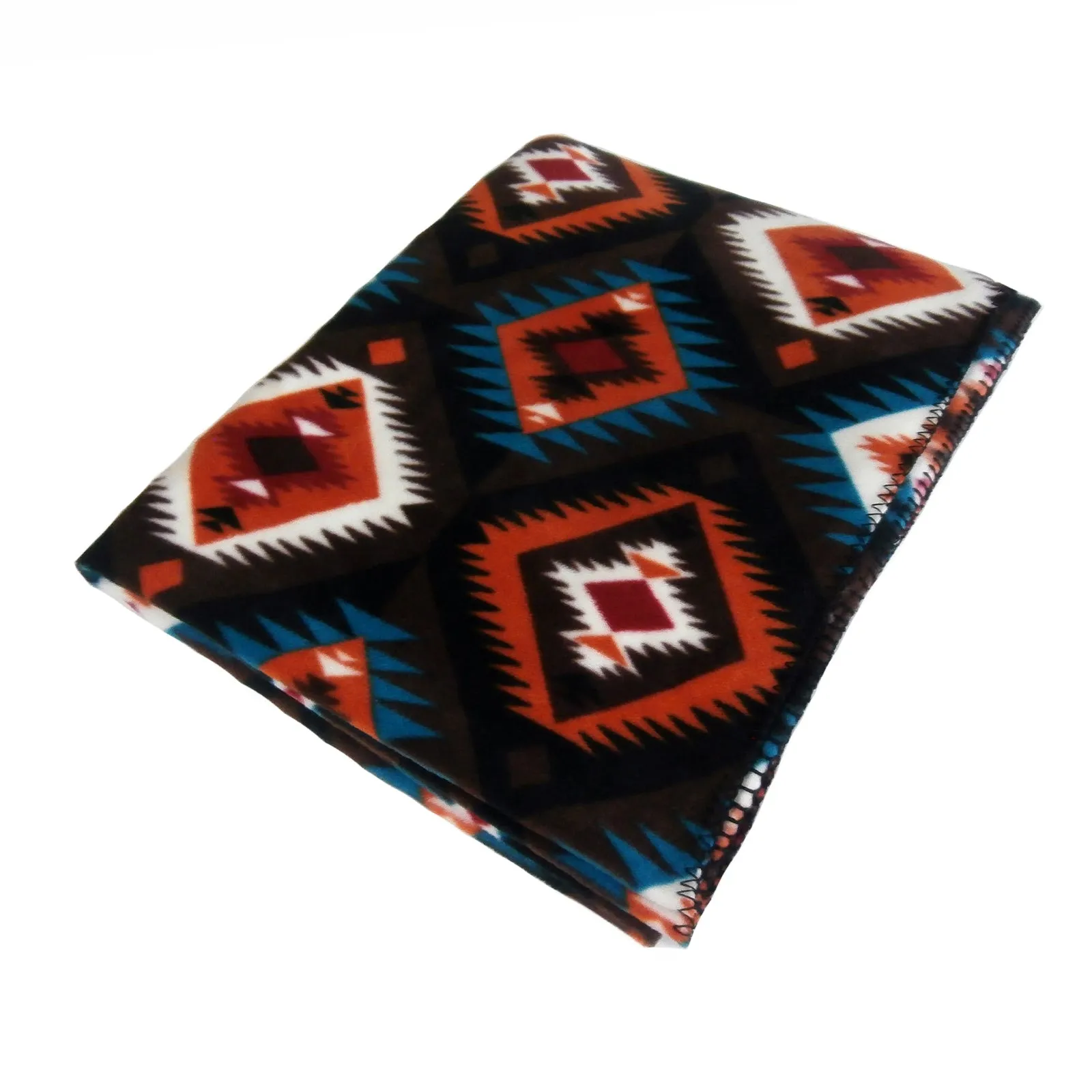 Native Pattern Fleece Western Blanket in Black & Orange